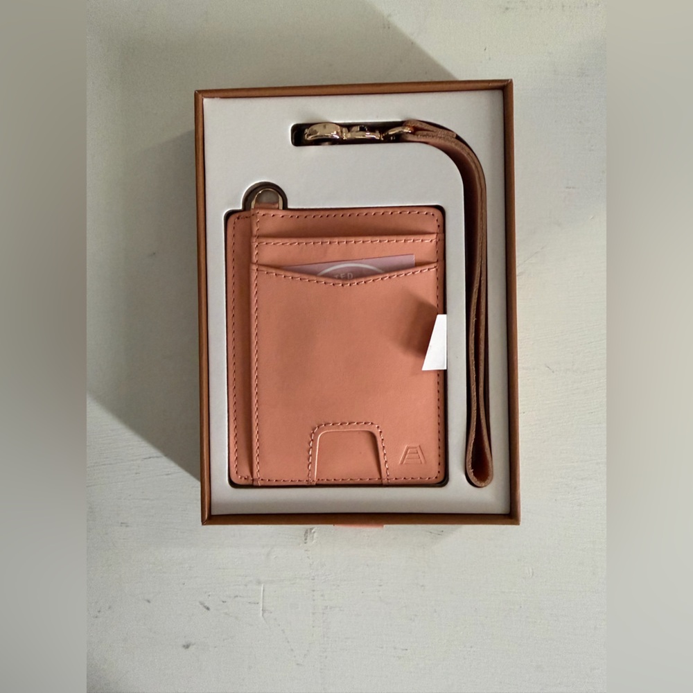 Peach Card Holder with Wrist Strap